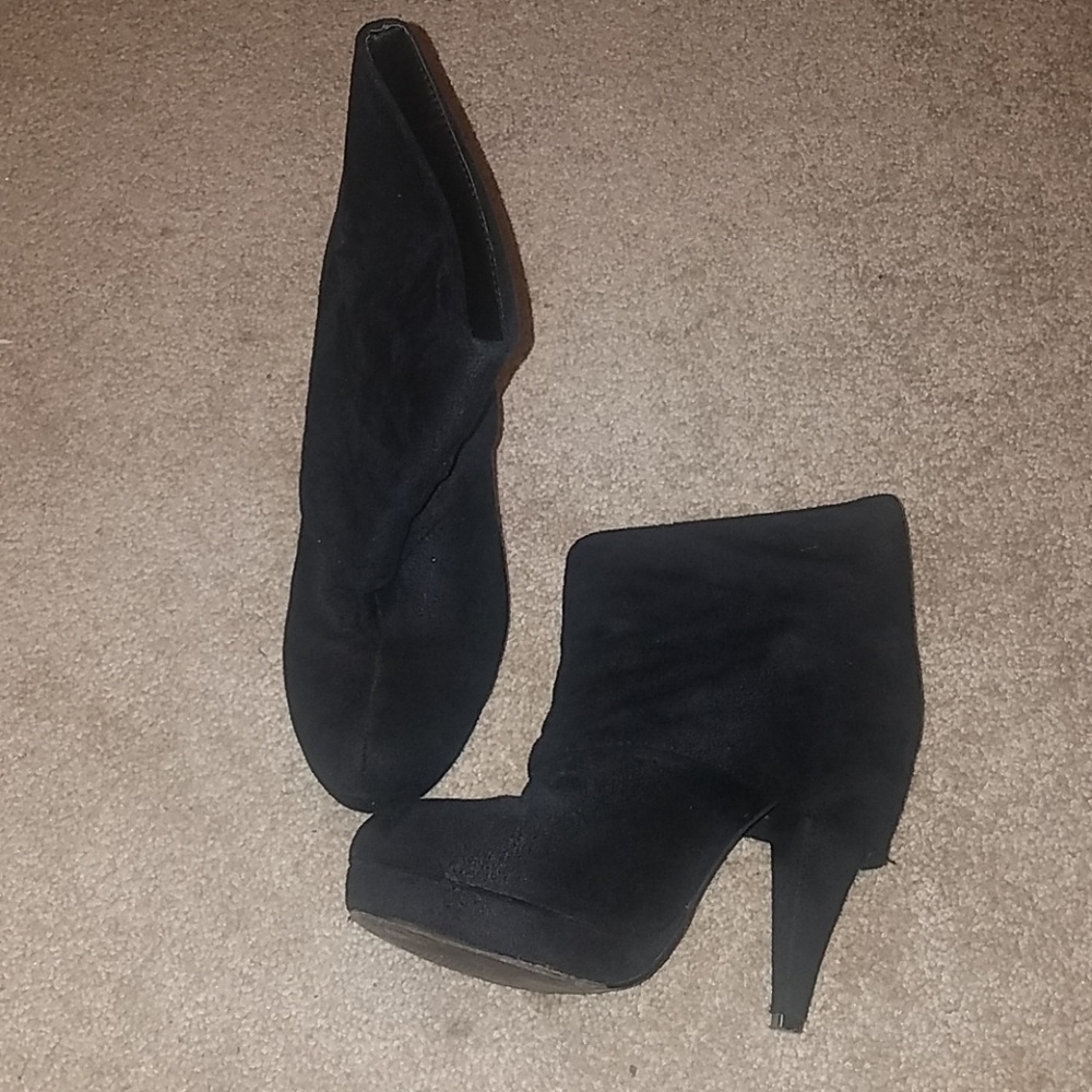 Black suede booties